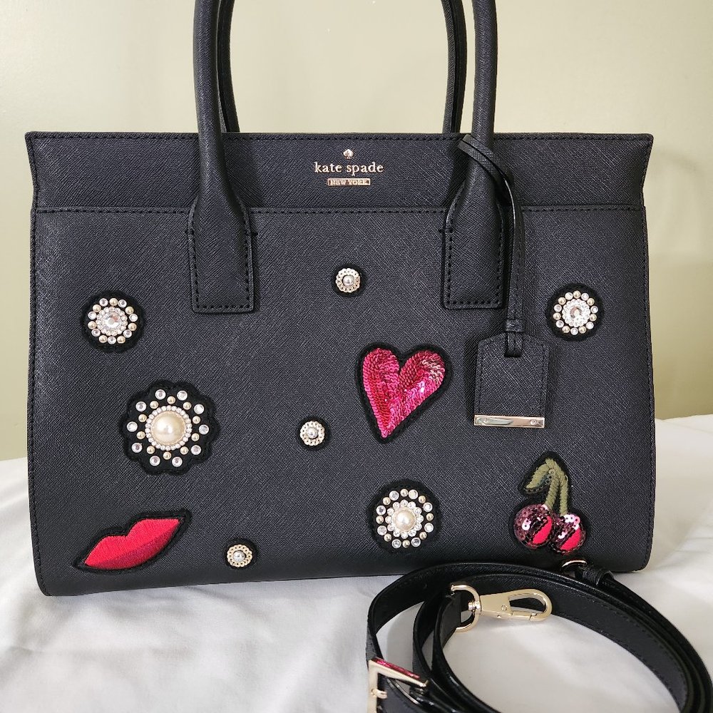 KATE SPADE X RODAN & FIELDS SEQUIN EMBELLISHED SAFFIANO LEATHER TOTE BAG